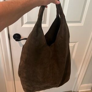 Worth New York suede studded bottom large hobo bag.